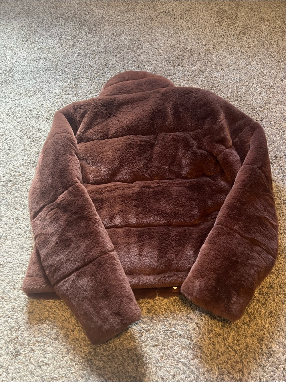 Abercrombie & Fitch Chocolate Brown Faux Fur Puffer Coat - Picture 3 of 4